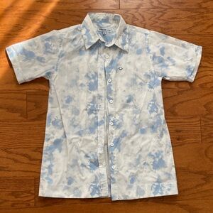 Blue & White Short Sleeve Button Up